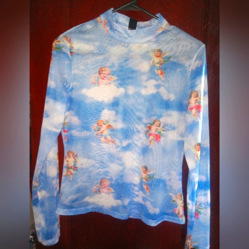 Mesh cherub long sleeve shirt